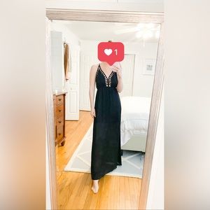 Windsor, long black dress, size small/medium with adjustable drawstring in back